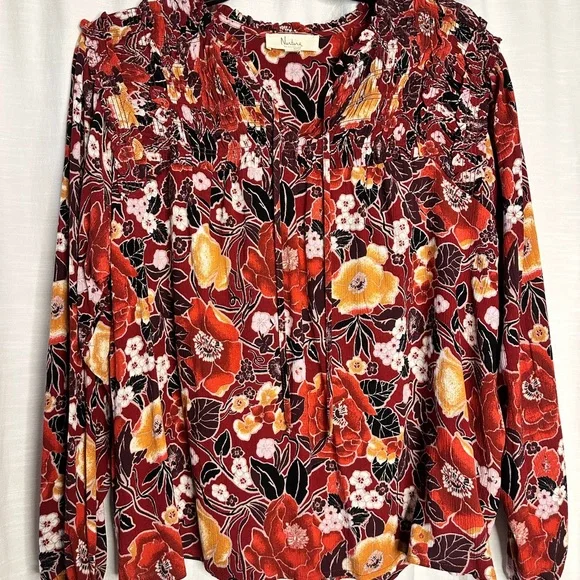 Nurture by Nature Westbound Red and Orange Ruffled Blouse 1X - Picture 1 of 2